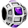 Ball With February Birthstone Purple Crystal All Brands Silver Plated Bead...
