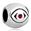 July Birthstone Red Swarovski Crystal Eye Fit All Brands Silver Plated Bea...