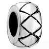 Grid Engraved Round Silver Plated Beads Charms Bracelets