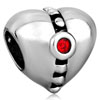 Bling Garnet Red Swarovski Crystal Heart Fit All Brands Silver Plated Bead...