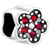 925 Sterling Silver Garnet Red Crystal Diamond Accent Plum Flower Beads Ch...