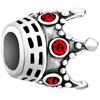 925 Sterling Silver Garnet Red Crystal Diamond Accent Crown Beads Charms B...