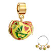 Pale Red Heart With Green Boat And Peridot Star Love Gold Plated Beads Cha...