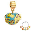 Blue Heart With Yellow House And Purple Clover Love Gold Plated Beads Char...