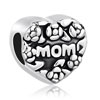 Heart With Love Silver Plated Beads Charms Bracelets