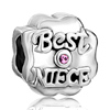 October Birthstone "Best Niece" Silver Plated Beads Charms Brace...
