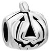 Jack O Lantern Halloween Pumpkin Face Fit All Brands Silver Plated Beads C...