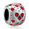 January Birthstone Crystal Heart Love Silver Plated Beads Charms Bracelets