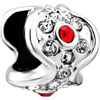 Garnet Red Clear White Crystal Diamond Accent Wave Silver Plated Beads Cha...