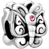 Butterfly With October Birthstone Silver Plated Beads Charms Bracelets