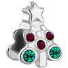 925 Sterling Silver Red Green Crystal Diamond Accent Xmas Tree Beads Charm...