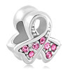 Pink October Birthstone Ribbon 925 Sterling Silver Beads Charms Bracelets