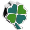 Four Leaf Clover With Green And Yellow Silver Plated Beads Charms Bracelets