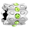 Aug Birthstone Peridot Green Crystal Diamond Accent Flower Silver Plated B...
