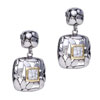 Square Crystal And Leaf 925 Sterling Silver  Earrings 