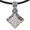 Crystal Square 925 Sterling Silver  Pendant 