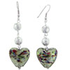 Large Green Heart Murano Glass Earrings