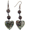 Bronze Purple Heart Murano Glass Earrings
