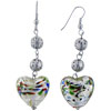 Silver Clear Heart Murano Glass Earrings