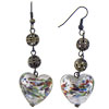Bronze Clear Heart Murano Glass Earrings