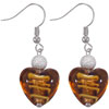 Brown Heart Murano Glass Earrings