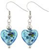 Murano Glass Blue Heart Earrings