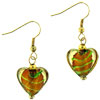 Gold Heart Murano Glass Earrings