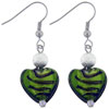 Forest Green Heart Murano Glass Earrings