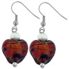 Murano Glass Red Heart Christmas Earrings