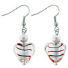 White Heart Murano Glass Earrings