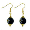 Black With White Flower Earrings