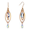 Pugster Double Golden Oval Dangle Big And Small Color Light Swarovski Crystal Teardrop