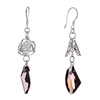 Pugster Double Hollow Flower And February Birthstone Swarovski Purlple Crystal Utopian Drop Dangle