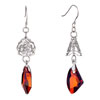 Pugster Double Hollow Flower And July Swarovski Light Siam Crystal Utopian Drop Dangle
