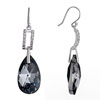 Pugster Rectangle With Detailed Crystal And Black Swarovski Crystal Drop Dangle