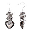 Black Gray Made Swarovski Crystal Cluster Dangle Made Swarovski Crystal He...