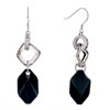 Pugster April Birthstone Swarovski Clear Crystal Quadrangle Dangle Black Zircon 