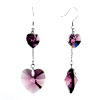 Pugster Classic February Birthstone Amethyst Swarovski Crystal Double Heart To Heart Dangle Earrings