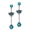 Ivory And Aqua Green Flower Butterfly Earrings