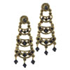 Gold Tone Black Beaded Earrings