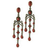 Bronze Tone Maroon Stone Earrings