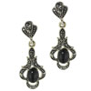 Faux Black Onyx Flower Earrings