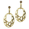 Gold Tone Circle Rhinestone  Earrings 