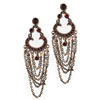 Bronze Tone Red Rhinestone Chainlink Earrings