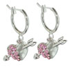 Pink Studded Heart And Arrow Earrings