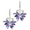 Purple Rhinestone Studded Butterfly Earrings