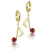 Dark Red Studded Musical Note Earrings