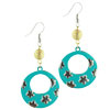 Turquoise Flower Circle Earrings