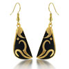 Black And Gold Tone Triangular Earrings