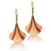 Gold Tone Fan Feather Earrings